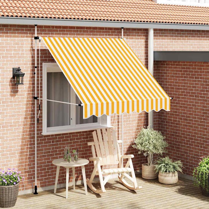 vidaXL Luifel handmatig uittrekbaar 200 cm oranje en witte, Tuin en Terras, Zonneschermen, Nieuw, Verzenden