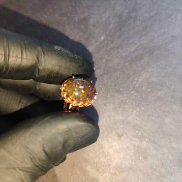 Zilveren ring S925 met Australische opaal Sieraden- 3.54 g -