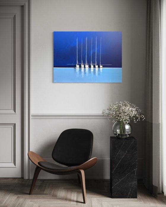 Lionel chevalier - Lignes blanches, Antiquités & Art, Art | Peinture | Moderne