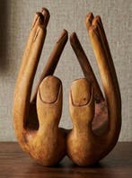 sculptuur, Sculpture artisanale en bois massif. Mains