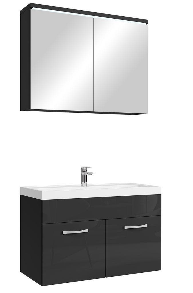 Badkamermeubel Set Paso 02 80 x 40 cm Zwart Badmeubel, Huis en Inrichting, Badkamer | Badkamermeubels, Nieuw, Verzenden