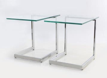 Gebra - Bijzettafel (2) - Glas, Staal, Verchroomd