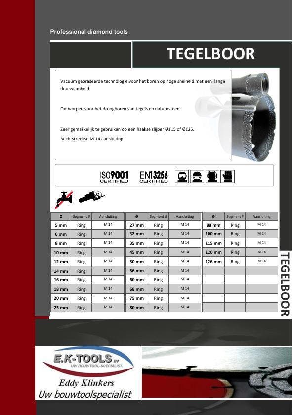 Diamant Tegelboor - Keramische tegels - Blauwsteen., Bricolage & Construction, Dalles & Carrelages, Envoi