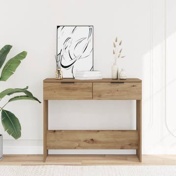 vidaXL Wandtafel 90x36x75 cm bewerkt hout artisanaal, Verzenden