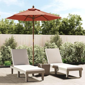 vidaXL Parasol met houten paal 196x231 cm terracottakleurig, Verzenden