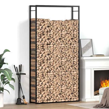 vidaXL Haardhoutrek 110x28x214 cm staal matzwart, Verzenden