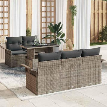 vidaXL Tuinbank Set 6 st Grijs [Synthetisch]: Poly Riet, Verzenden, Nieuw