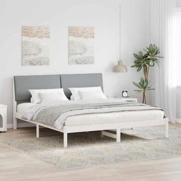 vidaXL Bedframe Wit en lichtgrijs 180 x 200 cm Massief, Maison & Meubles, Chambre à coucher | Lits, Verzenden