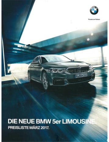 2017 BMW 5 SERIE SEDAN PRIJSLIJST DUITS, Nieuw