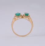 Bague tendance - 14 carats Or jaune - 1.36ct. tw. Émeraude -