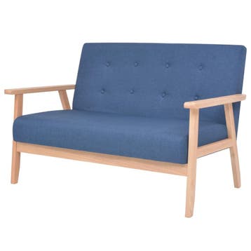 vidaXL Tweezitsbank / zetel stof blauw, Verzenden