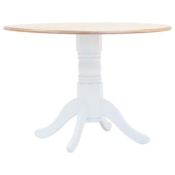vidaXL Eettafel 106 cm massief rubberwood wit en bruin, Huis en Inrichting, Verzenden, Nieuw