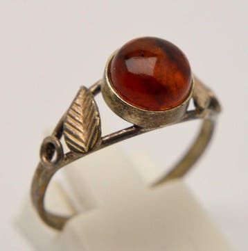 Barnsteen - 925 zilver Natuurlijk Baltisch amber ronde steen