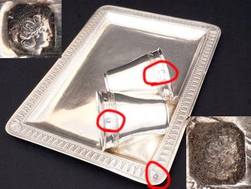 Drinkservies voor 6 (7) - France - .950 massief zilver, Antiek en Kunst