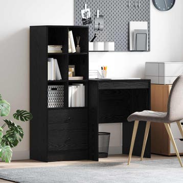 vidaXL Bureau met lade met plank met opslag 2 pcs Zwart, Verzenden, Nieuw