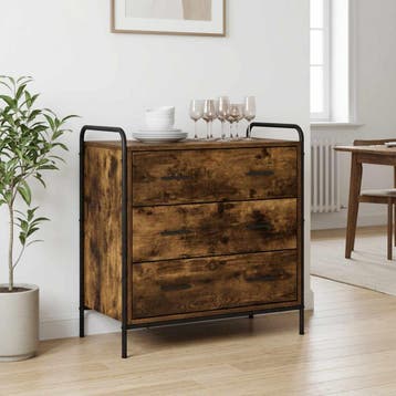vidaXL Ladekast Gerookt eiken 70 x 39,5 x 71 cm Bewerkt hout, Verzenden, Nieuw