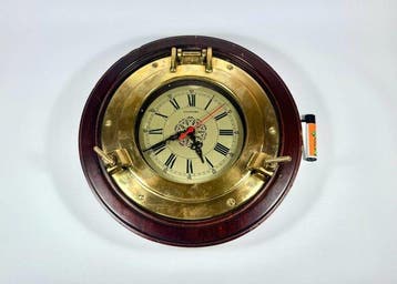 Wandklok - Brons, Hout - 1960-1970 - Nautisch horloge