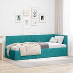 vidaXL Hoek Bed Frame met hoofdeinde Turquoise 80 cm x 200, Verzenden, Nieuw