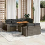 vidaXL 11-delige Loungeset met kussens poly rattan grijs, Verzenden, Loungeset