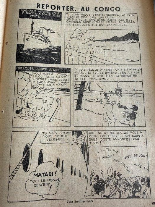 Petit vingtième 17 juillet 1930 - Tintin arrive à MATADI . -, Boeken, Stripverhalen