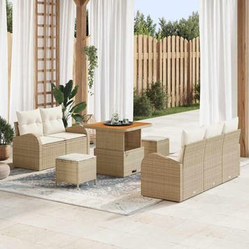 vidaXL Tuinbank Set 8 st 7-Aantal zitplaatsen Beige en Crème, Verzenden, Nieuw