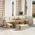 vidaXL Tuinbank Set met kussen met opslag 9 pcs beige en, Verzenden, Nieuw