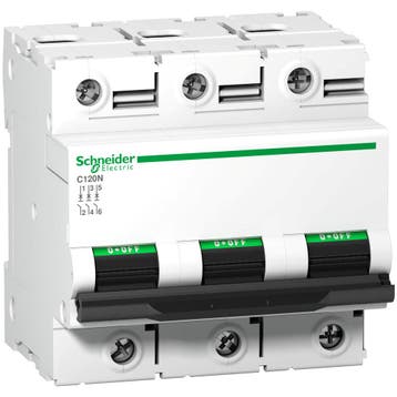 Schneider C120N 3P 125A Disjoncteur 10kA - A9N18369, Verzenden