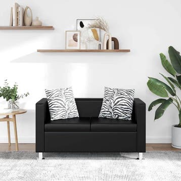 vidaXL Tweezitsbank / zetel kunstleer zwart, Verzenden, Nieuw