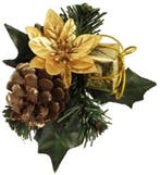 Kerstbijsteker goud kerstroos cadeautje en dennenappel doos, Nieuw