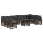 vidaXL Tuinbank Set 11 pcs Grijs en Donkergrijs poly rattan, Verzenden