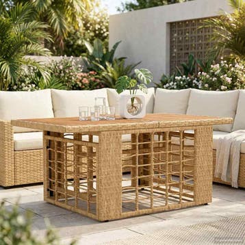 vidaXL Tuinstoel met opklapbare tafel Naturel 100 x 55 x 37, Verzenden, Nieuw