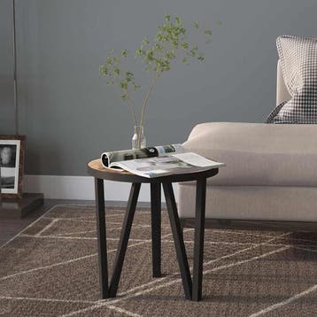 vidaXL Salontafel Ø35 cm MDF zwart en geel, Maison & Meubles, Verzenden