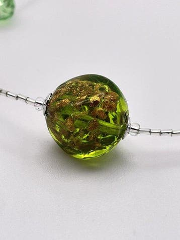 Murano-glas, Zilver - Halsketting - zilver en aventurijn