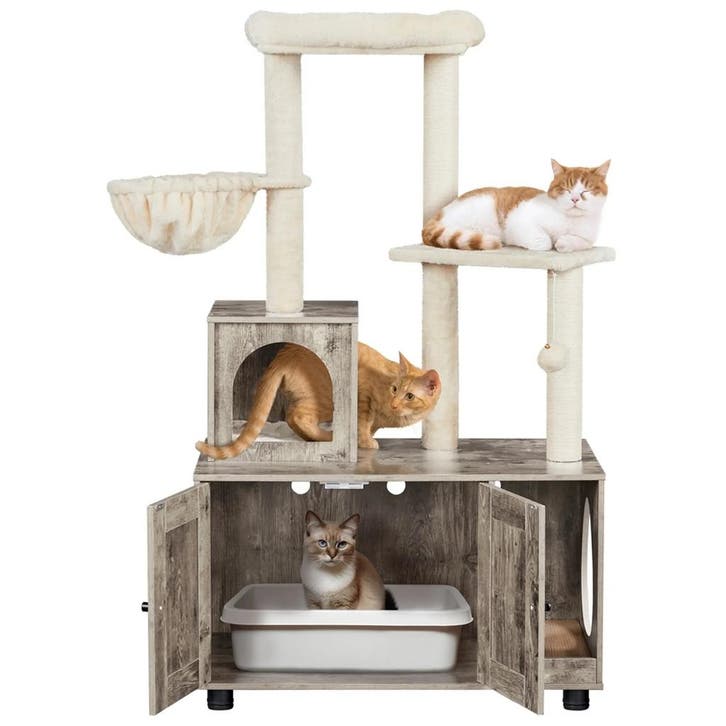 2dekans | Yaheetech Kattenmeubel 2-in-1 Krabpaal En, Animaux & Accessoires, Meubles griffoirs pour chats, Enlèvement ou Envoi