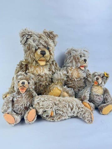 Steiff - Jouet Lot of 5 Vintage Steiff Zotty Bears 16cm to, Antiek en Kunst, Antiek | Speelgoed