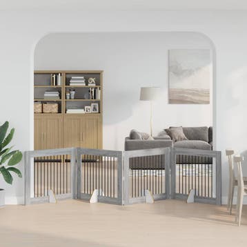 vidaXL Opvouwbaar hondenhekje met standaards 4 st Grijs, Animaux & Accessoires, Verzenden