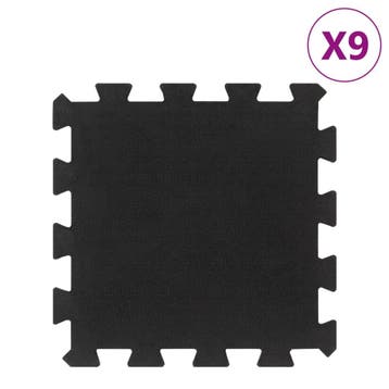 vidaXL Rubbertegels 9 st 16 mm 30x30 cm zwart, Verzenden, Nieuw