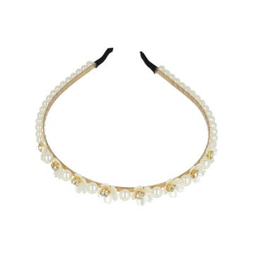 Haarband Diadeem Bloemen Vormen – Parelkralen Strass – Wit, Handtassen en Accessoires, Nieuw