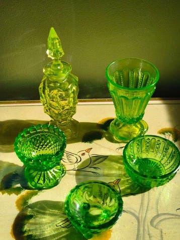 Vallerysthal - Verre à vin (5) - Uranium Glass - Ouraline -