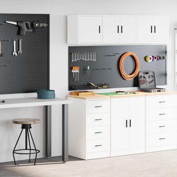 vidaXL Garagekasten 2 st spaanplaat wit, Verzenden
