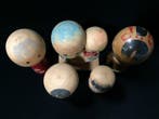 Set van 5 / Japanse vintage houten kokeshi-poppen (Hoogte: