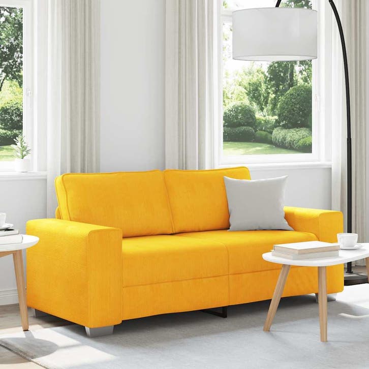 vidaXL Loveseat Sofa Lichtgeel 180x77x82 cm Corduroy Stof, Huis en Inrichting, Zetels | Zetels, Nieuw, Verzenden