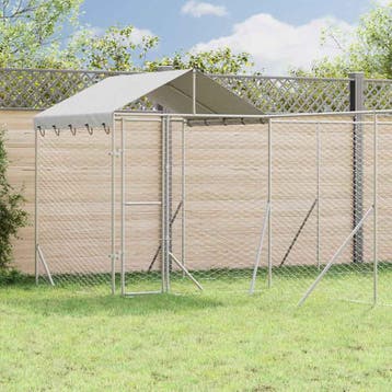 vidaXL Hondenkennel met dak 6x6x2,5 m gegalvaniseerd staal, Verzenden