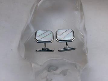 Zilver, parelmoer - Manchetknopen - Art Deco