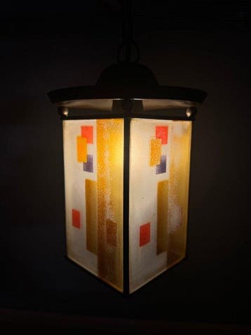 Lampe - Verre, Métal - Lampe de lÉcole dAmsterdam, Antiquités & Art