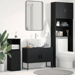 vidaXL Wastafel kabinet voor de badkamer Zwart Eiken 80 x 30, Huis en Inrichting, Verzenden, Nieuw
