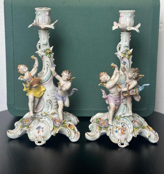 Sitzendorf - Kandelaber (2) - Porselein - Prachtige, Antiek en Kunst, Antiek | Glaswerk en Kristal