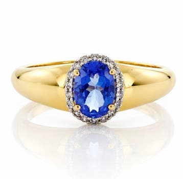 Zonder minimumprijs - Ring 925 zilver verguld, tansaniet,