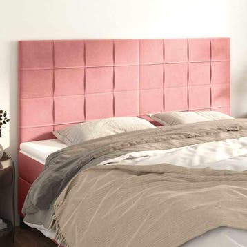 vidaXL Hoofdbord roze 160x5x118/128 cm fluweel, Verzenden, Nieuw