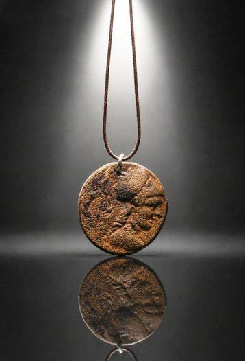 Oud-Grieks Bronzen munthanger – Athene & Adelaar, symbool
